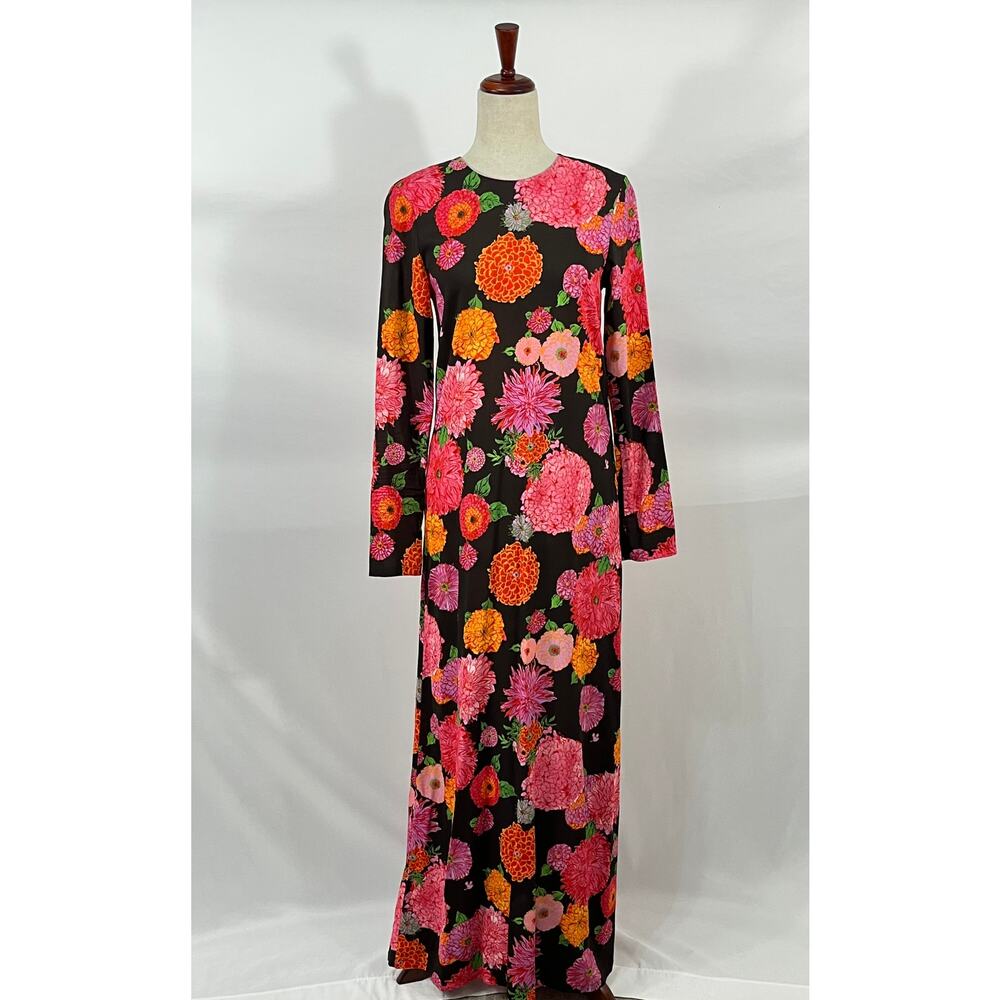 LA DOUBLEJ Sz S Small Long Sleeve Swing Dress Floral Viscose Jersey - Picture 11 of 11